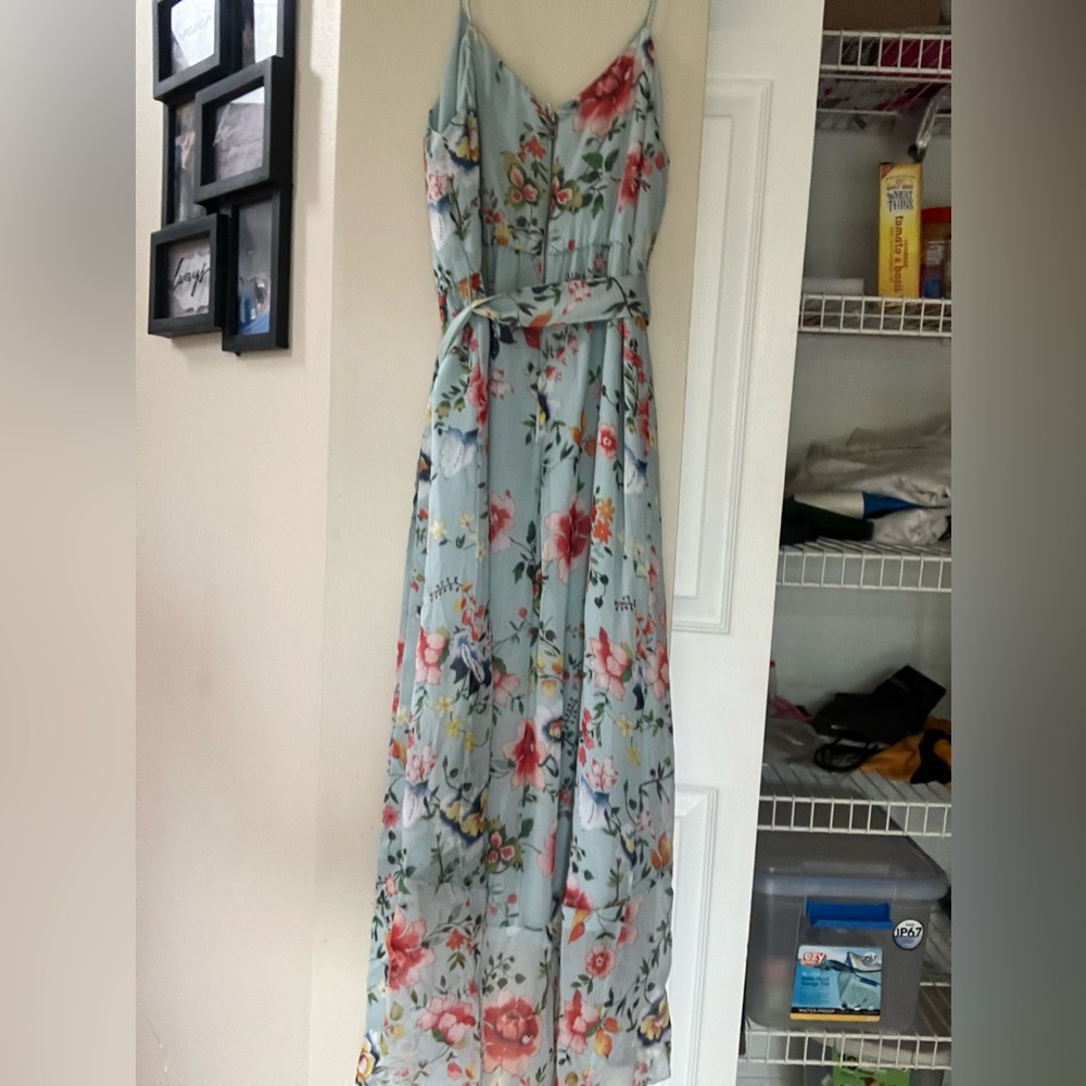 Alice + Olivia Floral Midi Dress - Blue and Red - Picture 5 of 6